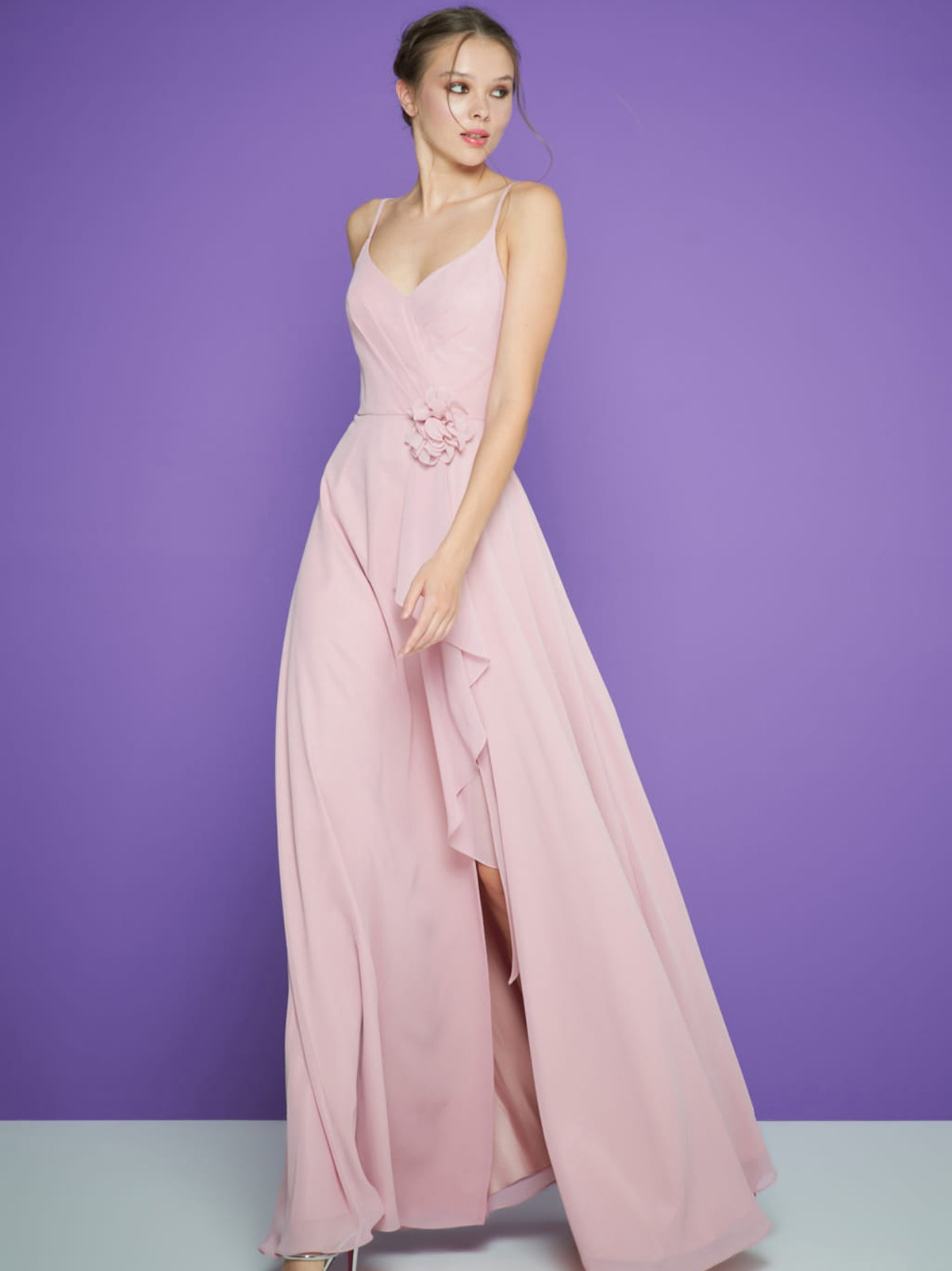 Jumpsuit con spalle rosa cipria