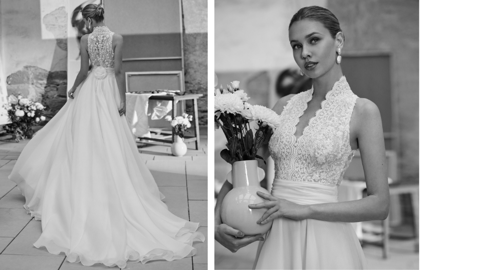 Abito da sposa con scollo all’americana Aire Barcelona